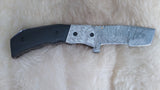 "BLACK BEAUTY" DAMASCUS/BULL HORN FOLDER