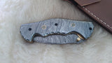 "SILVER FOX" DAMASCUS POCKET KNIFE W/SHEATH