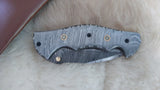 "SILVER FOX" DAMASCUS POCKET KNIFE W/SHEATH