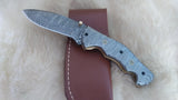 "SILVER FOX" DAMASCUS POCKET KNIFE W/SHEATH