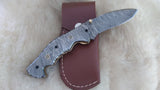 "SILVER FOX" DAMASCUS POCKET KNIFE W/SHEATH