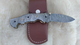 "SILVER FOX" DAMASCUS POCKET KNIFE W/SHEATH