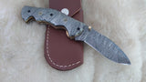 "SILVER FOX" DAMASCUS POCKET KNIFE W/SHEATH