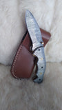 "SILVER FOX" DAMASCUS POCKET KNIFE W/SHEATH