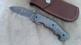 "SILVER FOX" DAMASCUS POCKET KNIFE W/SHEATH