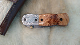 "OLIVE BRANCH" OLIVE WOOD POCKET KNIFE W/SHEATH