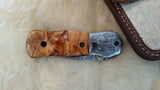 "OLIVE BRANCH" OLIVE WOOD POCKET KNIFE W/SHEATH