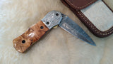 "OLIVE BRANCH" OLIVE WOOD POCKET KNIFE W/SHEATH