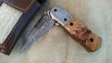 "OLIVE BRANCH" OLIVE WOOD POCKET KNIFE W/SHEATH