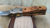 "OLIVE BRANCH" OLIVE WOOD POCKET KNIFE W/SHEATH