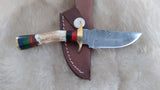 CUSTOM DAMASCUS "THE ULTRA MINI STAG HORN" SKINNER KNIFE