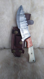 CUSTOM DAMASCUS "GOLD RUSH" CAMEL BONE TRACKER W/SHEATH