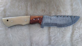 CUSTOM DAMASCUS "GOLD RUSH" CAMEL BONE TRACKER W/SHEATH