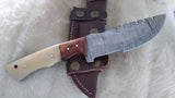 CUSTOM DAMASCUS "GOLD RUSH" CAMEL BONE TRACKER W/SHEATH