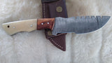 CUSTOM DAMASCUS "GOLD RUSH" CAMEL BONE TRACKER W/SHEATH