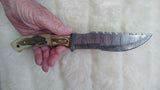 CUSTOM DAMASCUS "STALLION" SCRIMSHAW BONE TRACKER KNIFE