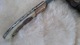 CUSTOM DAMASCUS "STALLION" SCRIMSHAW BONE TRACKER KNIFE