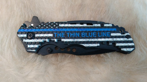 POLICE "THE THIN BLUE LINE" POCKET KNIFE