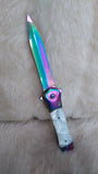RAINBOW/WHITE SPRING ASSIST POCKET KNIFE