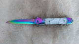RAINBOW/WHITE SPRING ASSIST POCKET KNIFE