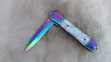 RAINBOW/WHITE SPRING ASSIST POCKET KNIFE