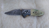 "AUBURN WAR EAGLE TRIBUTE" DAMASCUS SCRIMSHAW CAMEL BONE
