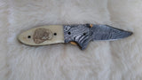 "AUBURN WAR EAGLE TRIBUTE" DAMASCUS SCRIMSHAW CAMEL BONE