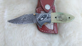 "AUBURN WAR EAGLE TRIBUTE" DAMASCUS SCRIMSHAW CAMEL BONE