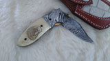 "AUBURN WAR EAGLE TRIBUTE" DAMASCUS SCRIMSHAW CAMEL BONE