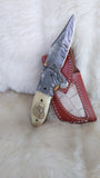 "AUBURN WAR EAGLE TRIBUTE" DAMASCUS SCRIMSHAW CAMEL BONE