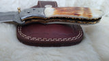 "CAMELBACK" DAMASCUS BURN CAMEL BONE POCKET KNIFE