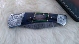 "TWILIGHT STAR" HAND MADE DAMASCUS POCKET FOLDER W/SHEATH