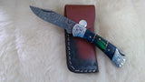 "TWILIGHT STAR" HAND MADE DAMASCUS POCKET FOLDER W/SHEATH