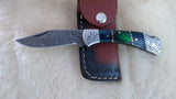 "TWILIGHT STAR" HAND MADE DAMASCUS POCKET FOLDER W/SHEATH