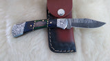 "TWILIGHT STAR" HAND MADE DAMASCUS POCKET FOLDER W/SHEATH