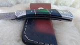 "TWILIGHT STAR" HAND MADE DAMASCUS POCKET FOLDER W/SHEATH