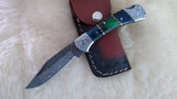 "TWILIGHT STAR" HAND MADE DAMASCUS POCKET FOLDER W/SHEATH