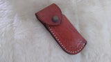 "BULLS-EYE" DAMASCUS POCKET KNIFE W/LEATHER SHEATH