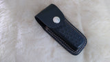 "THIN RED LINE" FIRE FIGHTER DAMASCUS FOLDER W/LEATHER SHEATH