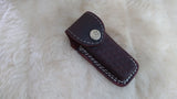 "LONESOME DOVE" DAMASCUS POCKET KNIFE W/LEATHER SHEATH