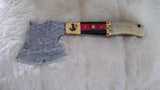 "THIN RED LINE" FULL TANG FIRE FIGHTER CAMEL/WOOD AX W/CUSTOM SHEATH
