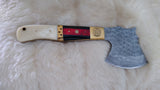 "THIN RED LINE" FULL TANG FIRE FIGHTER CAMEL/WOOD AX W/CUSTOM SHEATH