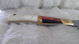 "THIN RED LINE" FULL TANG FIRE FIGHTER CAMEL/WOOD AX W/CUSTOM SHEATH
