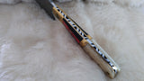 "THIN RED LINE" FULL TANG FIRE FIGHTER CAMEL/WOOD AX W/CUSTOM SHEATH