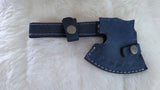 "THIN RED LINE" FULL TANG FIRE FIGHTER CAMEL/WOOD AX W/CUSTOM SHEATH