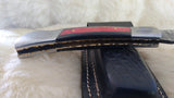 "THIN RED LINE" FIRE FIGHTER DAMASCUS FOLDER W/LEATHER SHEATH