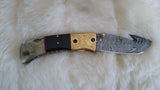 "DELMONICO" DAMASCUS RAM/BULL HORN FOLDER