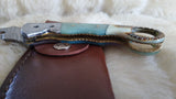 "BLUEBIRD DELUXE" DAMASCUS KARAMBIT POCKET KNIFE W/SHEATH