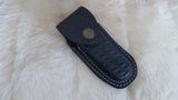 "LAWMAN" DELUXE EDITION POLICE HAND MADE DAMASCUS FOLDER W/LEATHER SHEATH