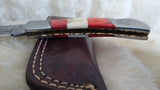 "HOOK 'EM HORNS" TEXAS LONGHORNS DAMASCUS FOLDER W/SHEATH
